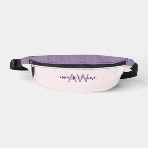 Feminine Script Type Initials  Name Blush Violet Fanny Pack