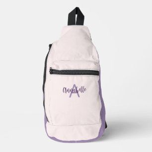 Feminine Script Type Initials & Name Blush Violet Sling Bag