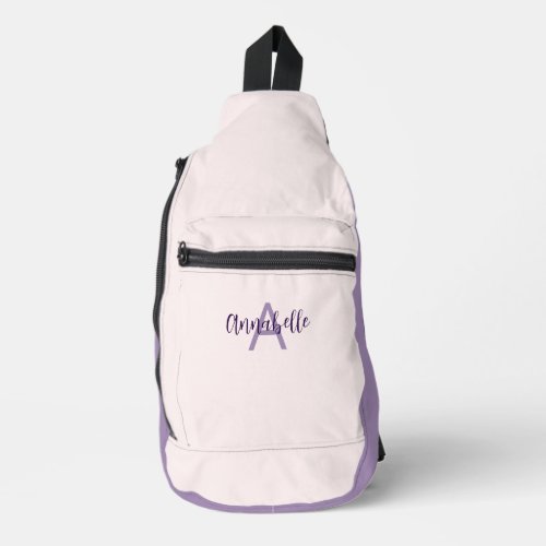 Feminine Script Type Initials  Name Blush Violet Sling Bag