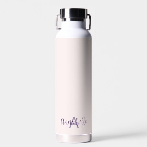 Feminine Script Type Monogram  Name Blush Violet Water Bottle