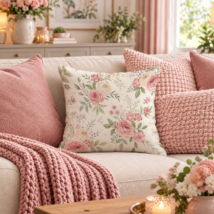 Feminine Shabby Chic Pastel Flowers Pillow Design
