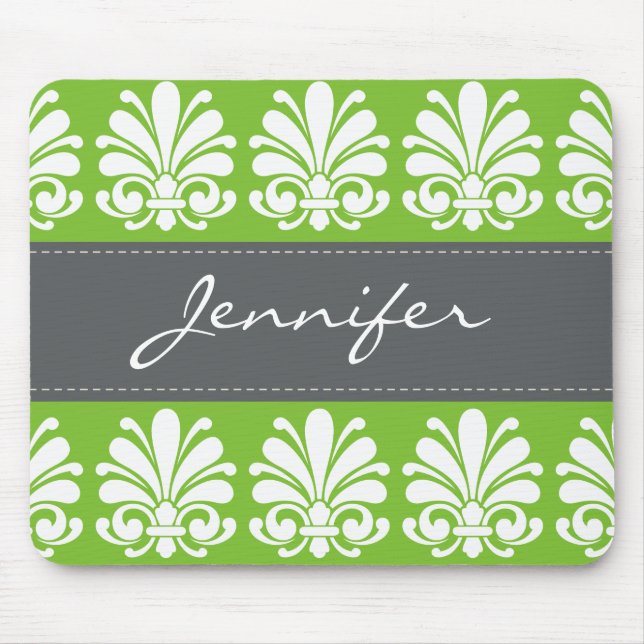 Feminine Shell Flourish Damask Personalized Mouse Pad (Front)