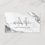 Feminine Silver Gray Glitter Marble Agate Monogram Business Card