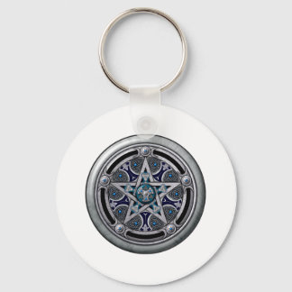 Feminine Silver Pagan Pentacle Keychain