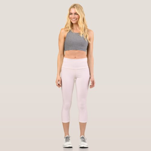 Feminine Solid Minimalist Unicolored Blush Capri Leggings