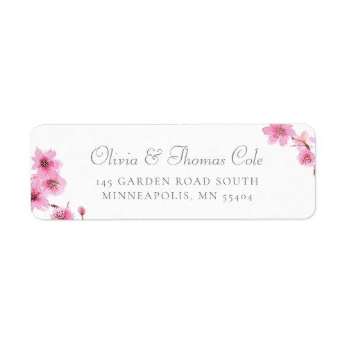 Feminine Spring Cherry Blossom Pink Return Address Label