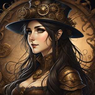 Feminine steampunk woman v11 tissue paper Decoupag