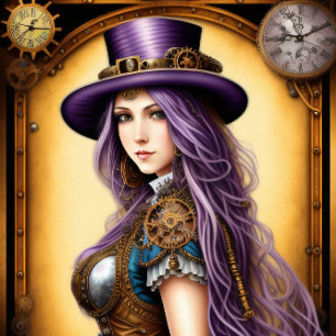 Feminine steampunk woman v17 tissue paper Decoupag