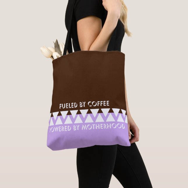 Feminine Striped Typography | Coffee Mom Quote Tote Bag (Close Up)