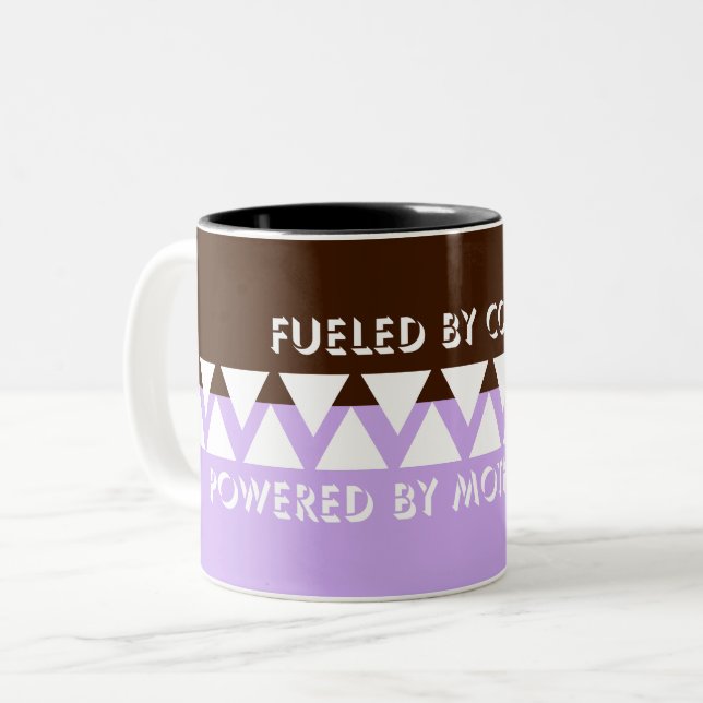 Feminine Striped Typography | Coffee Mom Quote Two-Tone Coffee Mug (Front Left)