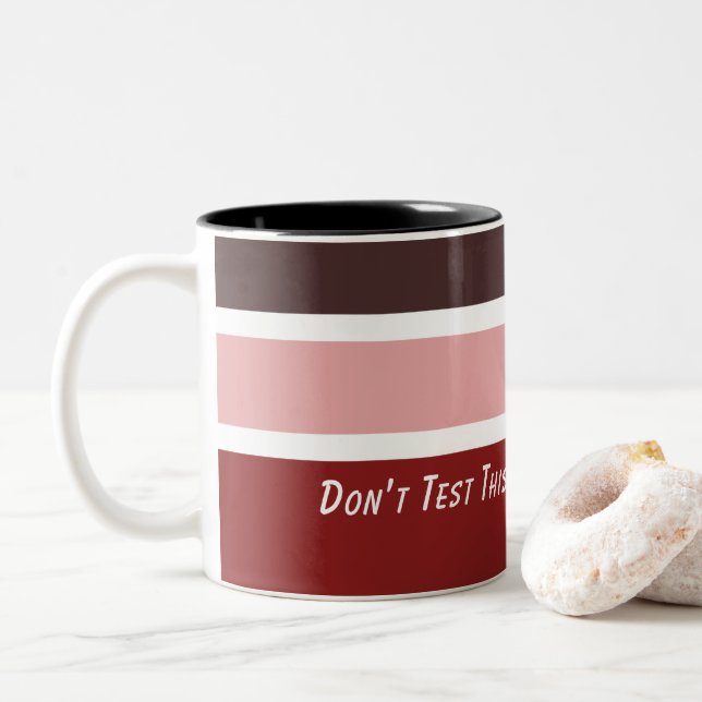 Feminine Stripes Coffee Mom Quote  Two-Tone Coffee Mug (With Donut)