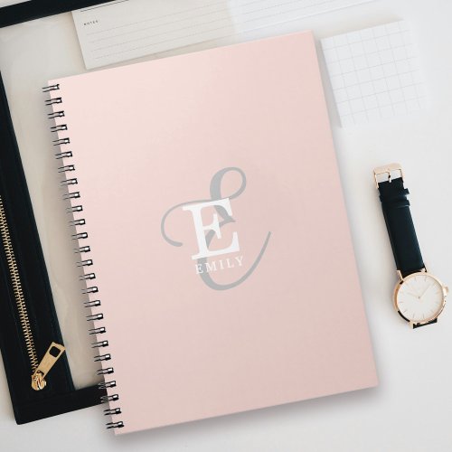 Feminine Stylish Monogram Typography Blush Pink Notebook