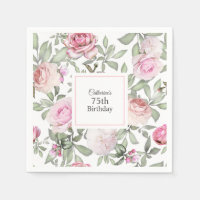 Feminine Summer Rose Garden Floral 75th Birthday
