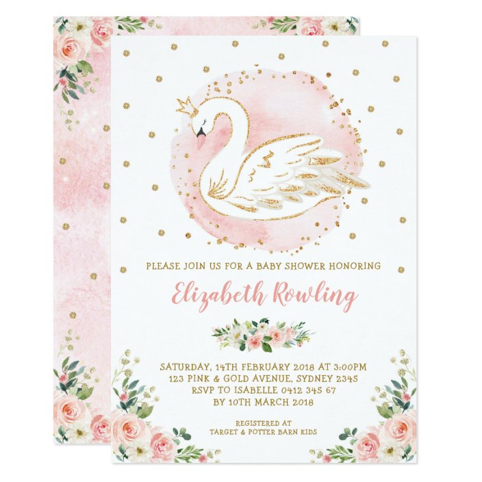 swan princess baby shower invitations