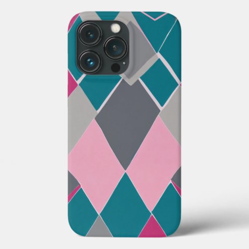 feminine symmetrical lines in teal hot pink iPhone 13 pro case