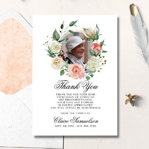 Feminine Sympathy Thank You Watercolor Floral Pink Card
