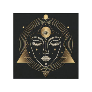 Feminine Third Eye & Sacred Geometry Harmony Wood Wall Art