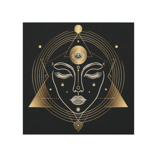 Feminine Third Eye & Sacred Geometry Harmony Wood Wall Art (Front)