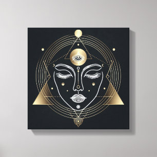 Feminine Third Eye with Golden Geometry Canvas Print