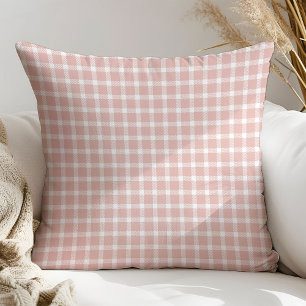 Feminine Throw Pillow Rose Gold Plaid for Her