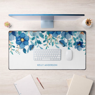 Feminine Trendy Monogrammed Botanical  Desk Mat