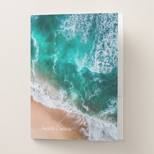 Feminine Tropical Beach Background Pocket Folder