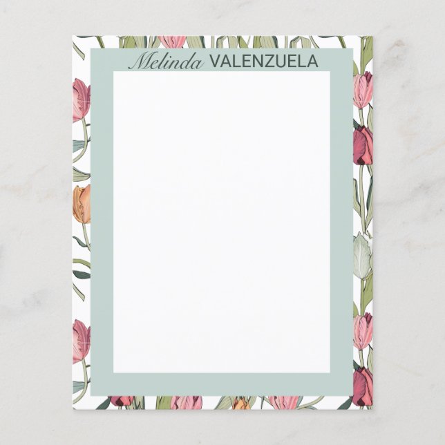 Feminine Tulip Floral Watercolor Personalized   (Front)