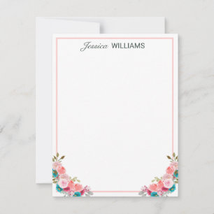 Feminine Tulip Floral Watercolor Personalized  Note Card