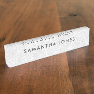 Feminine Unique White Personalized Custom Desk Desk Name Plate