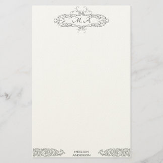 Feminine Vintage Monogrammed Personalized Initials Stationery
