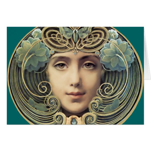 Feminine Vintage Nouveau Beauty Greeting (Front Horizontal)