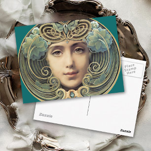Feminine Vintage Nouveau Beauty Postcard