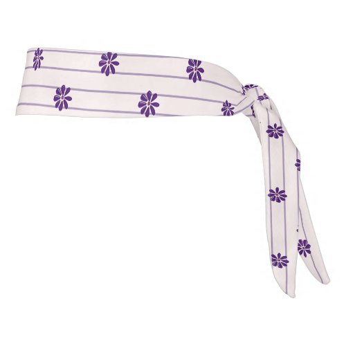 Feminine Violet  Blush Stripes and Purple Flowers Tie Headband