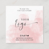 Feminine Watercolor Candle Care Instructions Square Business Card (Back)