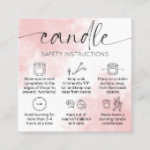 Feminine Watercolor Candle Care Instructions Square Business Card (Front)