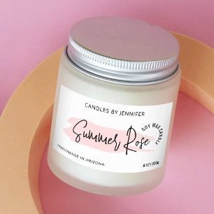 Feminine Watercolor Elegant Pink Candles Tin Rectangular Sticker