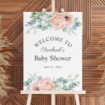 Feminine Watercolor Floral Baby Shower Foam Board<br><div class="desc">A beautifully feminine baby shower welcome sign featuring bouquet borders of watercolor poppies,  roses,  eucalyptus and trailing greenery in pastel beige,  pink,  green and blue-green. Personalize the text template with the name of the Mother-to-Be.</div>