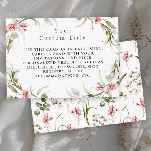 Feminine Watercolor Floral Birthday Celebration Enclosure Card