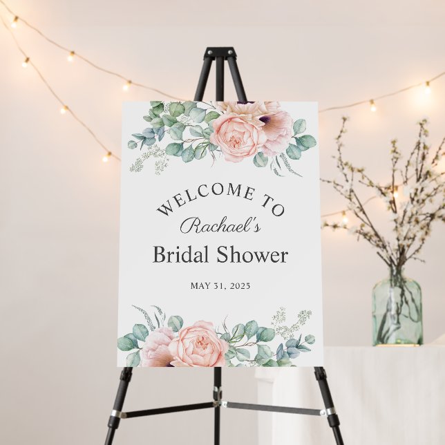 Feminine Watercolor Floral Bridal Shower Foam Board (In Situ (Stand))
