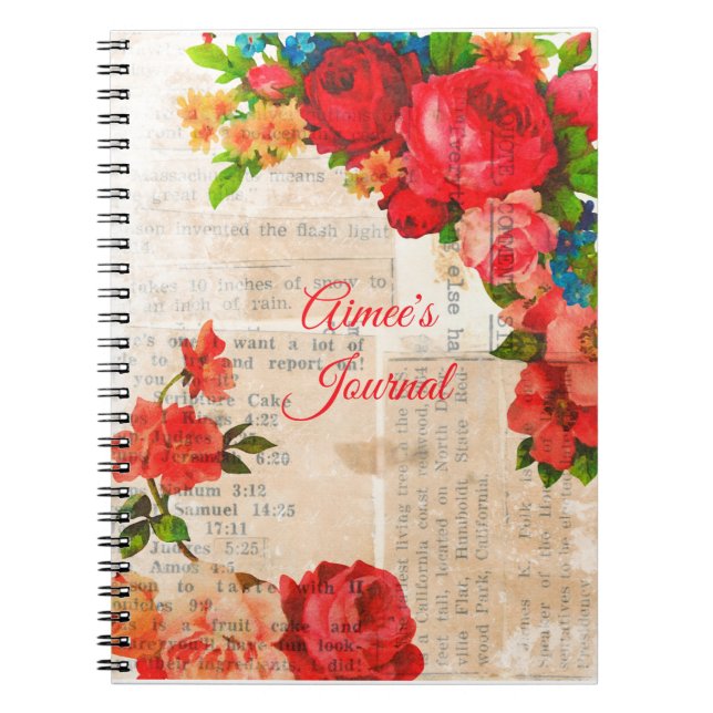 Feminine Watercolor Garden Flowers Journal (Front)