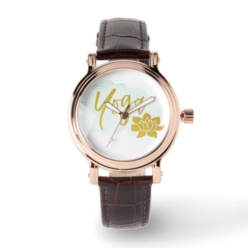  Feminine Watercolor Gold Glitter Yoga Lotus Watch