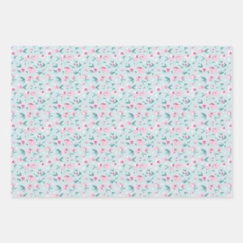 Feminine Watercolor Pink Ditsy Floral Pattern Wrapping Paper Sheets by KeikoPrints at Zazzle