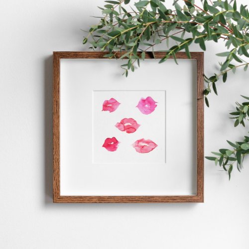 Feminine Watercolor Pink Lips Abstract Painting  Poster