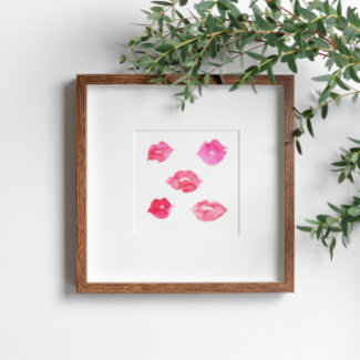 Feminine Watercolor Pink Lips Abstract Painting 