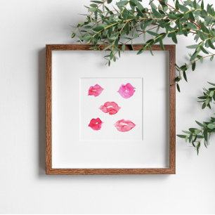 Feminine Watercolor Pink Lips Abstract Painting  Poster
