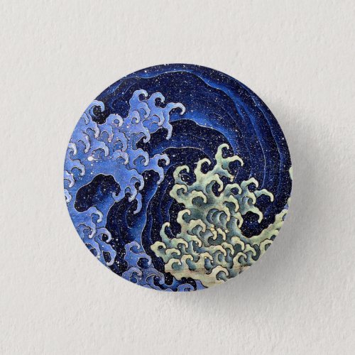 Feminine Wave Japanese Vintage Katsushika Hokusai Button