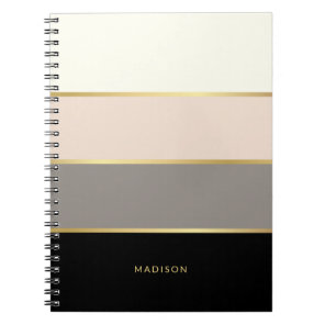 Feminine Wide Stripes with Your Name or Monogram Notebook