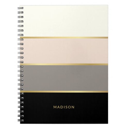 Feminine Wide Stripes with Your Name or Monogram Notebook