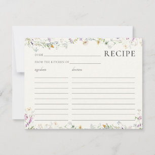 Feminine Wildflower Bridal Shower Recipe Card