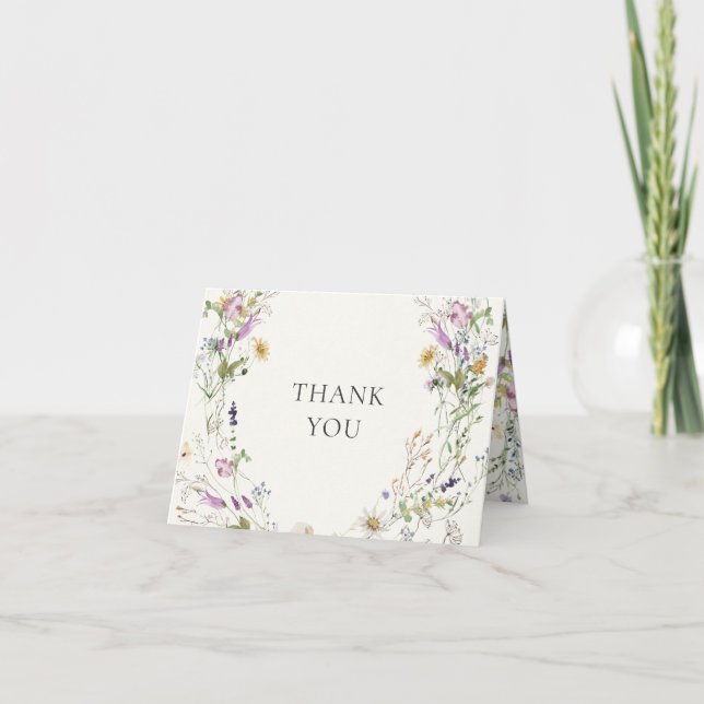Feminine Wildflower Bridal Shower Thank You Card (Front)